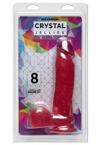 Crystal Jellies Ballsy Cock with Cup Clear 8 inch