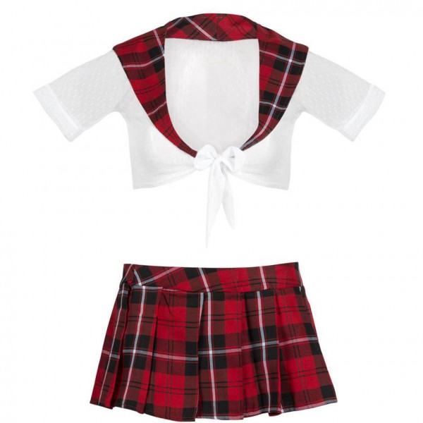 Lovehoney Fantasy Sheer Top and Red Tartan Skirt Set