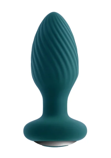 Playboy Pleasure Spinning Tail Teaser Silicone Rotating Vibrating Butt Plug With Remote - Evergreen
