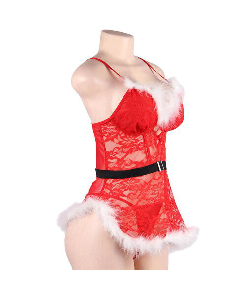 Bondara Flirt Santa Baby Red Lace Chemise And G-String — image 6 of 6