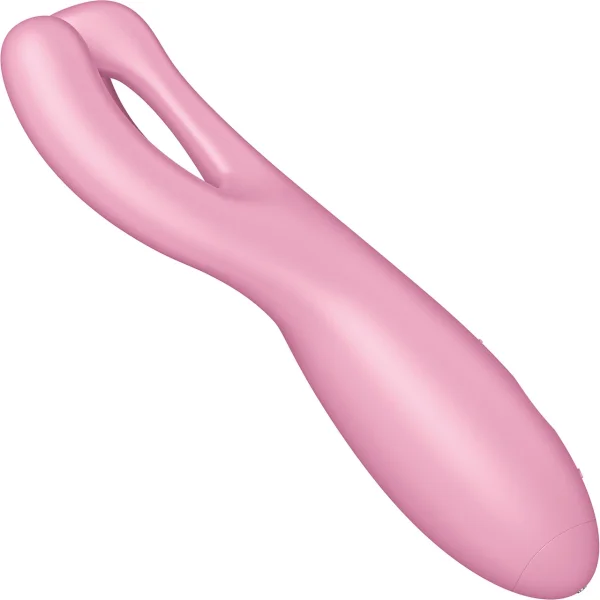 Satisfyer Threesome 4 Rechargeable Waterproof 12-Function App Enabled Dual Stimulation Vibrator - Pink