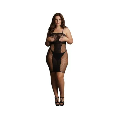 Shots Le Desir Knee length Lace And Fishnet Dress Black Qs