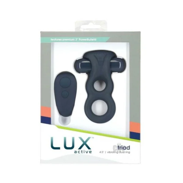 Lux Active Triad 4.5 In. Vibrating Dual Ring Silicone Black