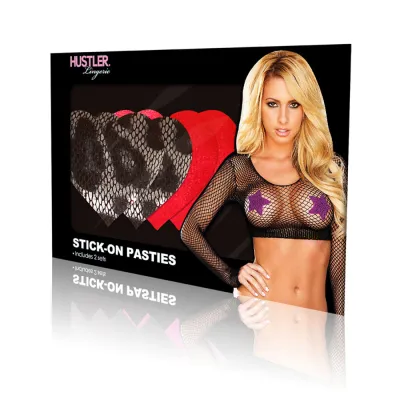 Hustler Pasties Heart Pink Black Leop