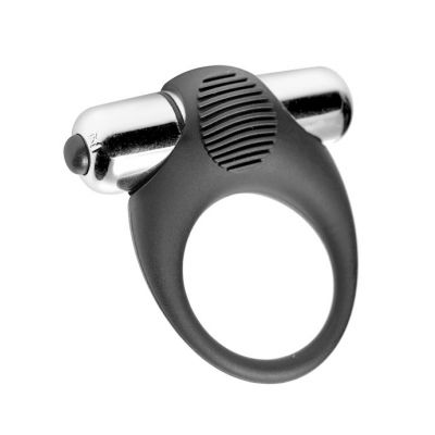 Premium Silicone Stretchy Vibrating Cock Ring Black