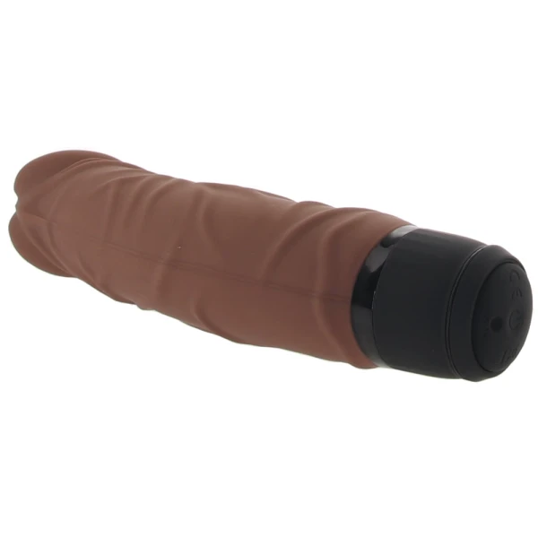 Powercocks Realistic Silicone Waterproof Rechargeable 6.5" Vibrator - Chocolate