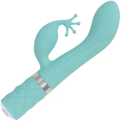 Pillow Talk Kinky Silicone Waterproof Rechargeable Dual Stimulation Vibrator Teal