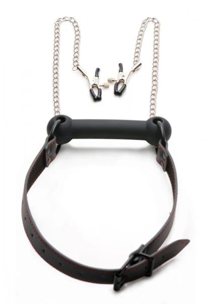 Strict Silicone Bit Gag and Nipple Clamps