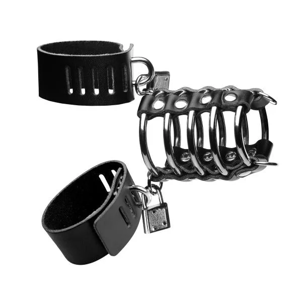5 Ring Chastity Device With Cock And Ball Strap