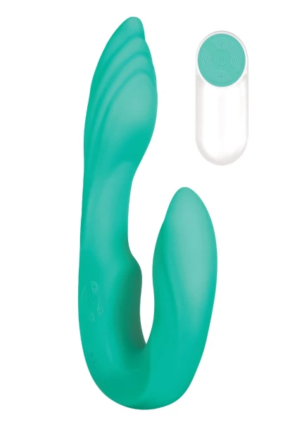Gender X Strapless Seashell Rechargeable Silicone Strapless Strap-On Vibrator - Aqua