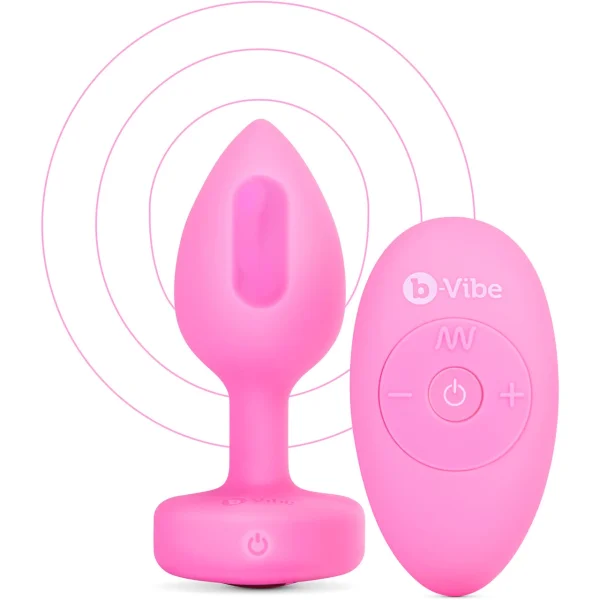 B-Vibe Vibrating Heart Plug Small/Medium - Pink Topaz