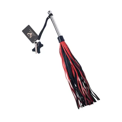 Bound X Calfskin Flogger With Spiral Metal Handle