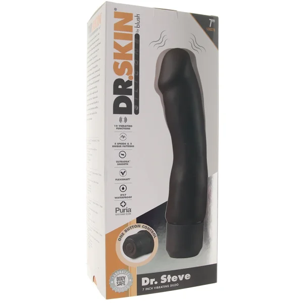 Dr. Skin Silicone Dr. Steve Waterproof Vibrating 7" Dildo By Blush - Chocolate