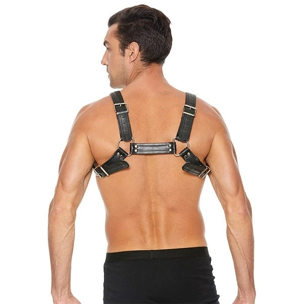 Ouch Buckle Bonded Leather Bulldog Harness