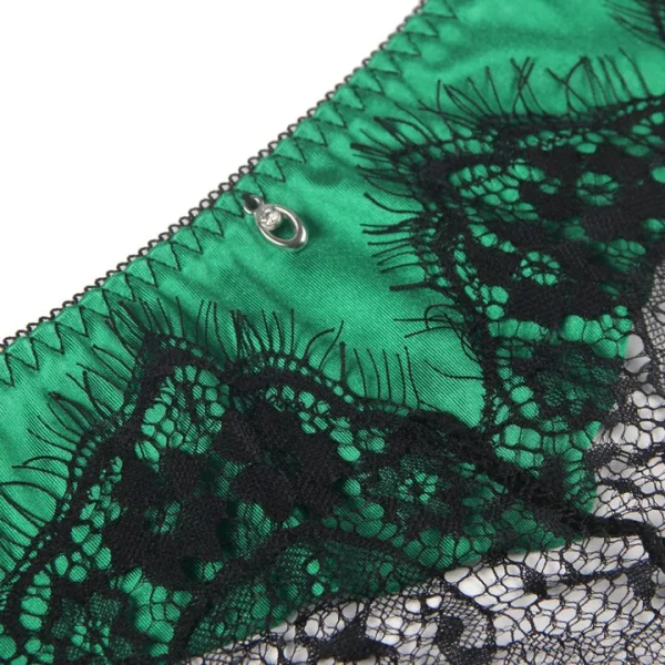 Bondara Flirt Envy Green Eyelash Lace Bra & Suspender Knickers — image 4 of 4