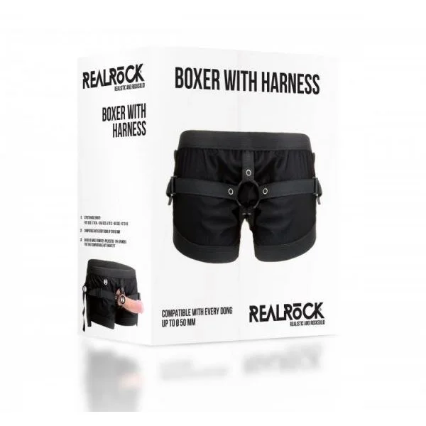 Realrock Boxer with Harness Black O/S