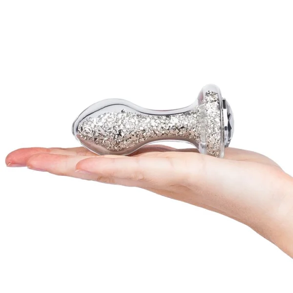 Glacier Glass Silver Sparkler Jewelled Butt Plug - 4 Inch — image 4 of 4