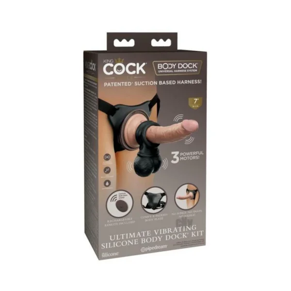 King Cock Elite Ultimate Vibrating Silicone Body Dock Kit
