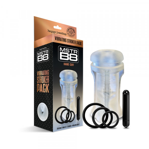 Happy Ending Mstr B8 Vibrating Stroker Pack - Hand Cuff