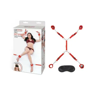 Restraints Lux Fetish Bed Spreader 7 piece Restraint Set Red