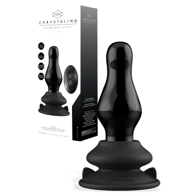 Shots Missy 4 3 Handblown Glass Vibrating Anal Plug with Suction Cup Remote Control