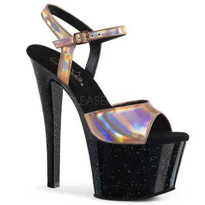 7 inches Heel 2 3 4 inches PF Holographic Ankle Strap Sandal