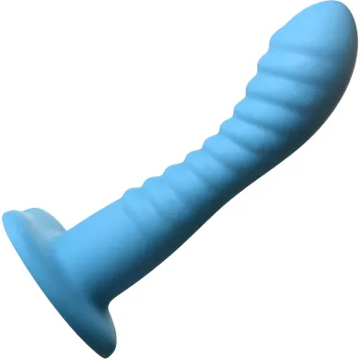 Simply Sweet Ribbed 7 Silicone G Spot Suction Cup Dildo Blue