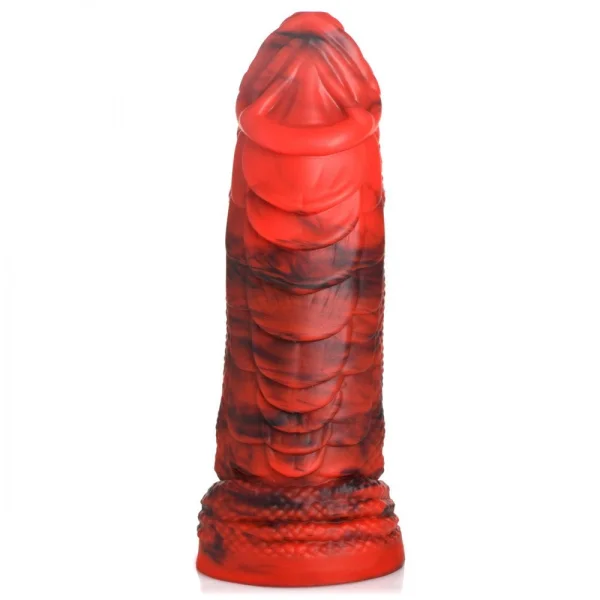Fire Dragon Red Scaly Silicone Dildo - Red