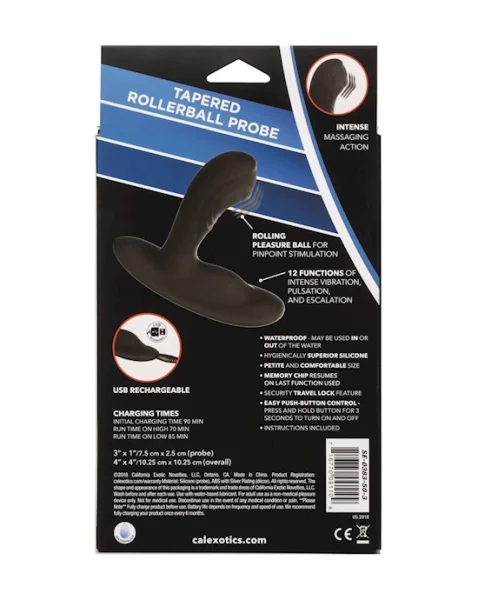Eclipse Tapered Roller Ball Probe - Black - 4 Inch