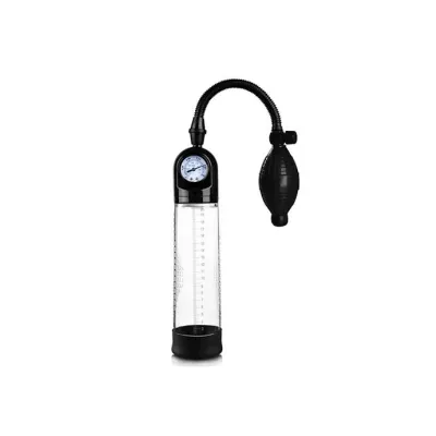 Manual Squeeze Penis Pump With Gauge Black