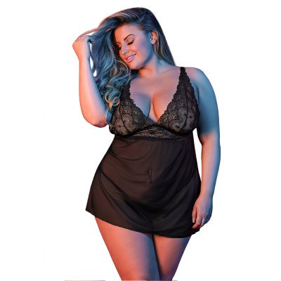 Baby Doll w Fly Away Back G Set Black Queen Size Cheap Sexy Lingerie