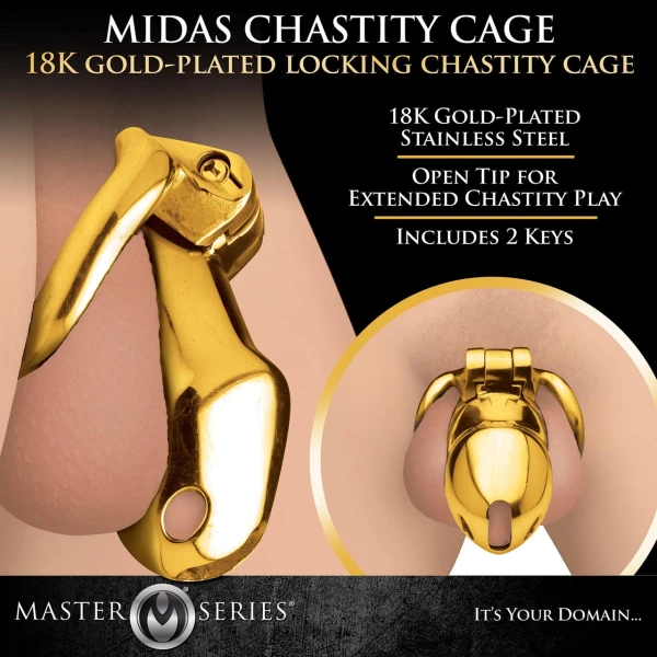 Master Series Midas Gold Plated Chastity Cage