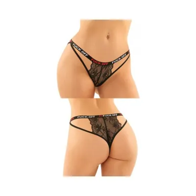 Vibes Fuck Off Buddy Pack 2 Pc Cutout Lace Panty Caged Thong L xl Black