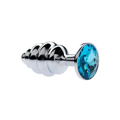 Kink Range Alloy Gemmed Butt Plug 2 9 Inch Light Blue Small