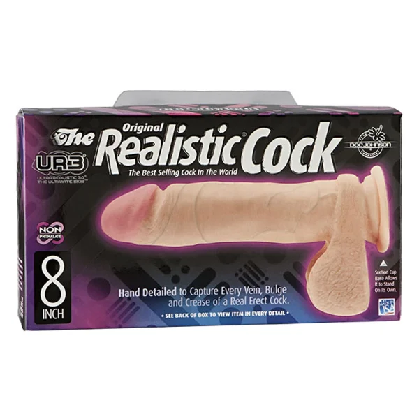 Doc Johnson The Realistic Cock UR3 8" - Vac-U-Lock Compatible Suction Cup - Vanilla