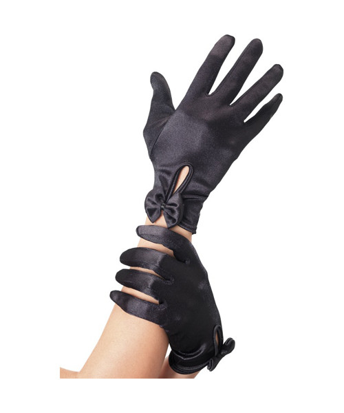 Gloves With Bow - Black
