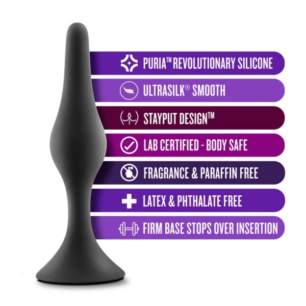 Anal Adventures Platinum - Silicone Beginner Plug  - Small - Black