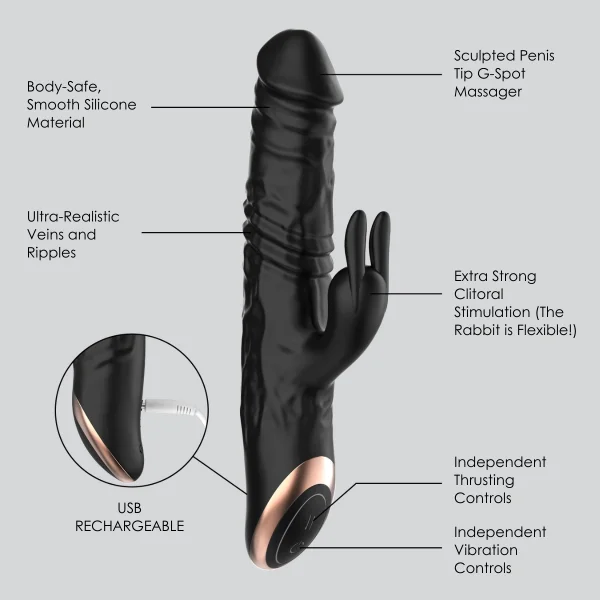 Bato Plus Veined Thrusting & Vibrating Rabbit Machine