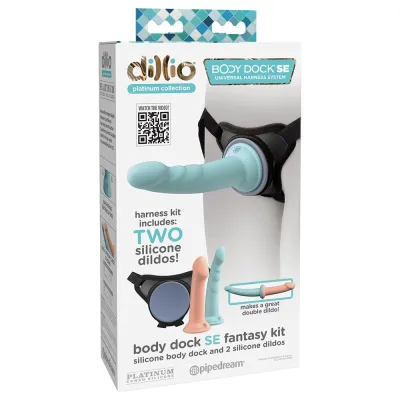 Strap on Dildos Harnesses Dillio Platinum Body Dock Se Fantasy Kit With 6 7 In Silicone Dildos