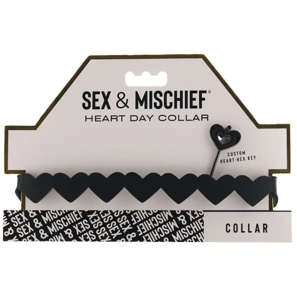 Sex & Mischief Heart Day Collar By Sportsheets - Black