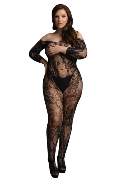 Le Désir Black Lace Sleeved Bodystocking