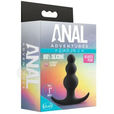 Anal Adventures Platinum Silicone 3 Beaded Butt Plug