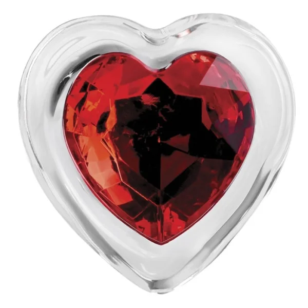 Adam & Eve Small Red Heart Gem Glass Plug