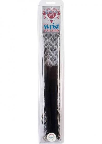 Lavish Deluxe Locking Wrist Restraints With Real Fleece Lining Black