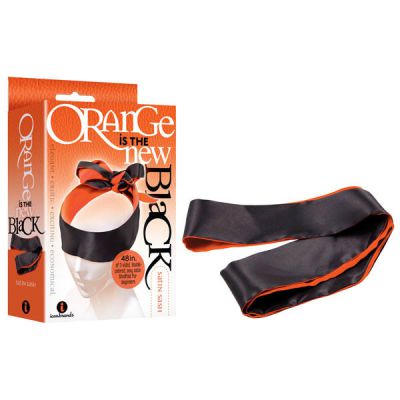 Satin Black Orange Blindfold