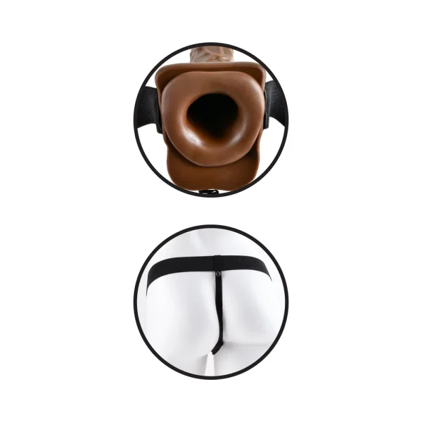 Fetish Fantasy Series 7in Vibrating Hollow Strap-on With Balls Brown