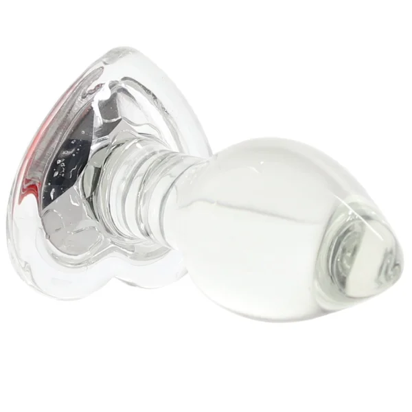 Adam & Eve Small Red Heart Gem Glass Plug
