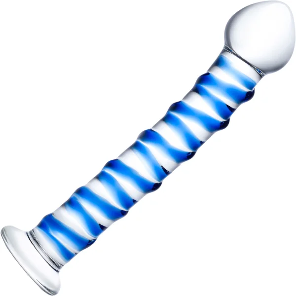 Glas Blue Spiral Glass Dildo