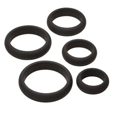 Cloud 9 Comfort Cock Rings With Flat Back 5 Pack Black