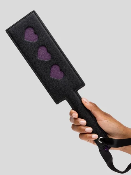 Bondage Boutique Faux Leather Luxury Spanking Paddle Purple Hearts